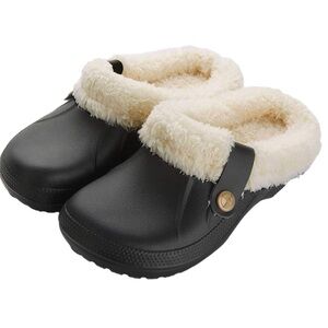 Beslip Black And Cream Faux Fur Lined Clogs